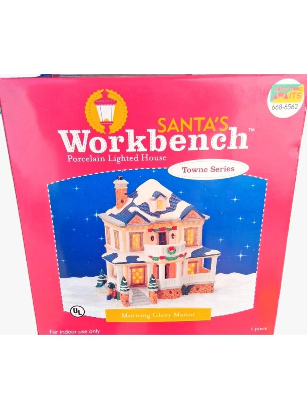Santas Workbench Porcelain Lighted House "Morning Glory Manor "Indoor Series Hol